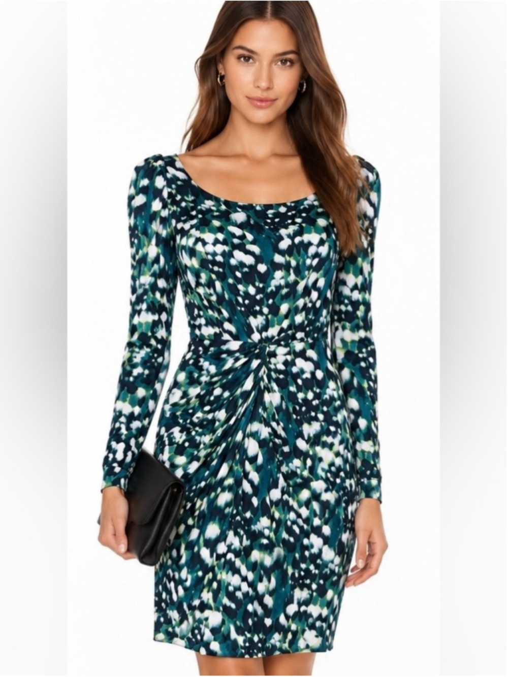 Whistles Silk Blend Printed Long Sleeve Dress Size 4